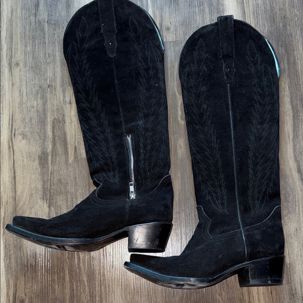 Black Suede Heeled Boots